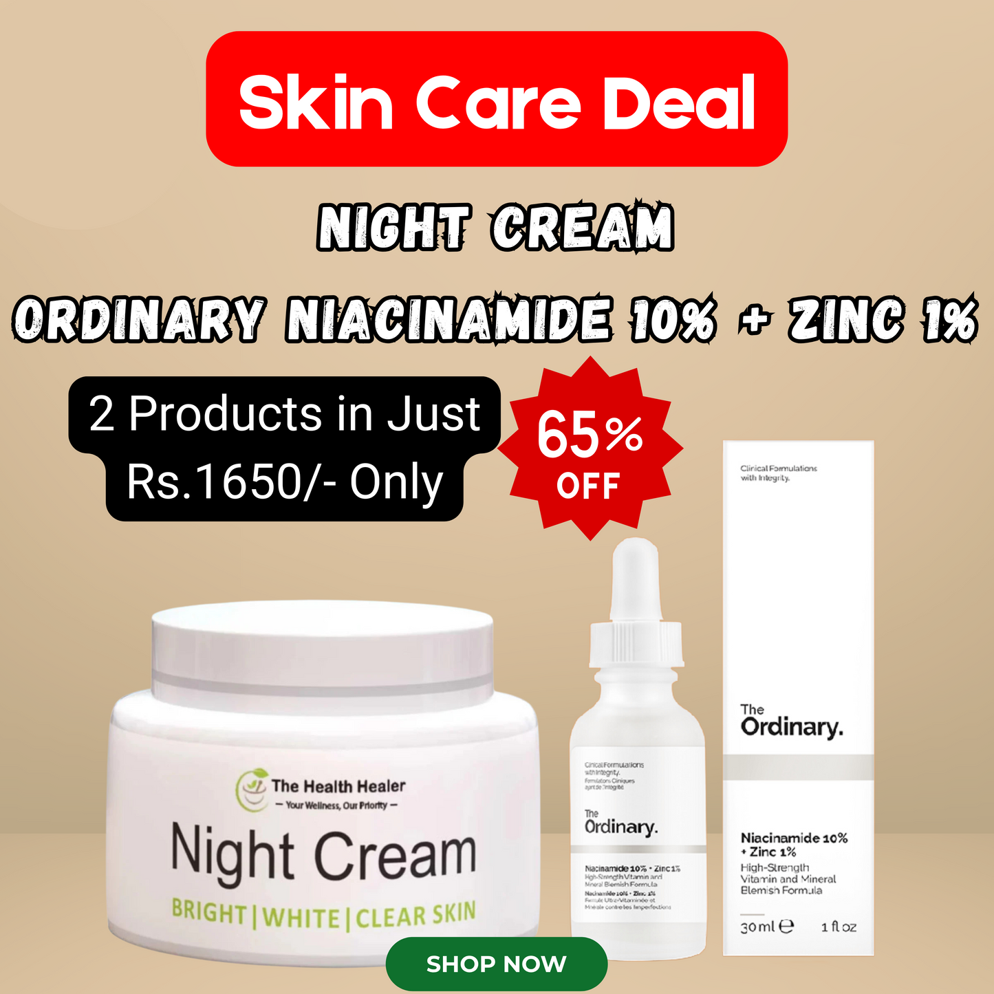 Special Offer: Health Healer Night Cream & Ordinary Niacinamide 10% + Zinc 1%